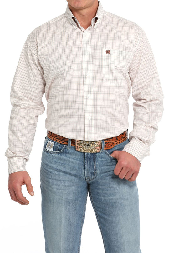 Cinch - Mens Rust/White Plaid Arena Shirt