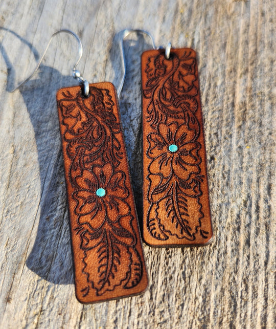 Cactus Creek - Annie Tooled Leather Earrings
