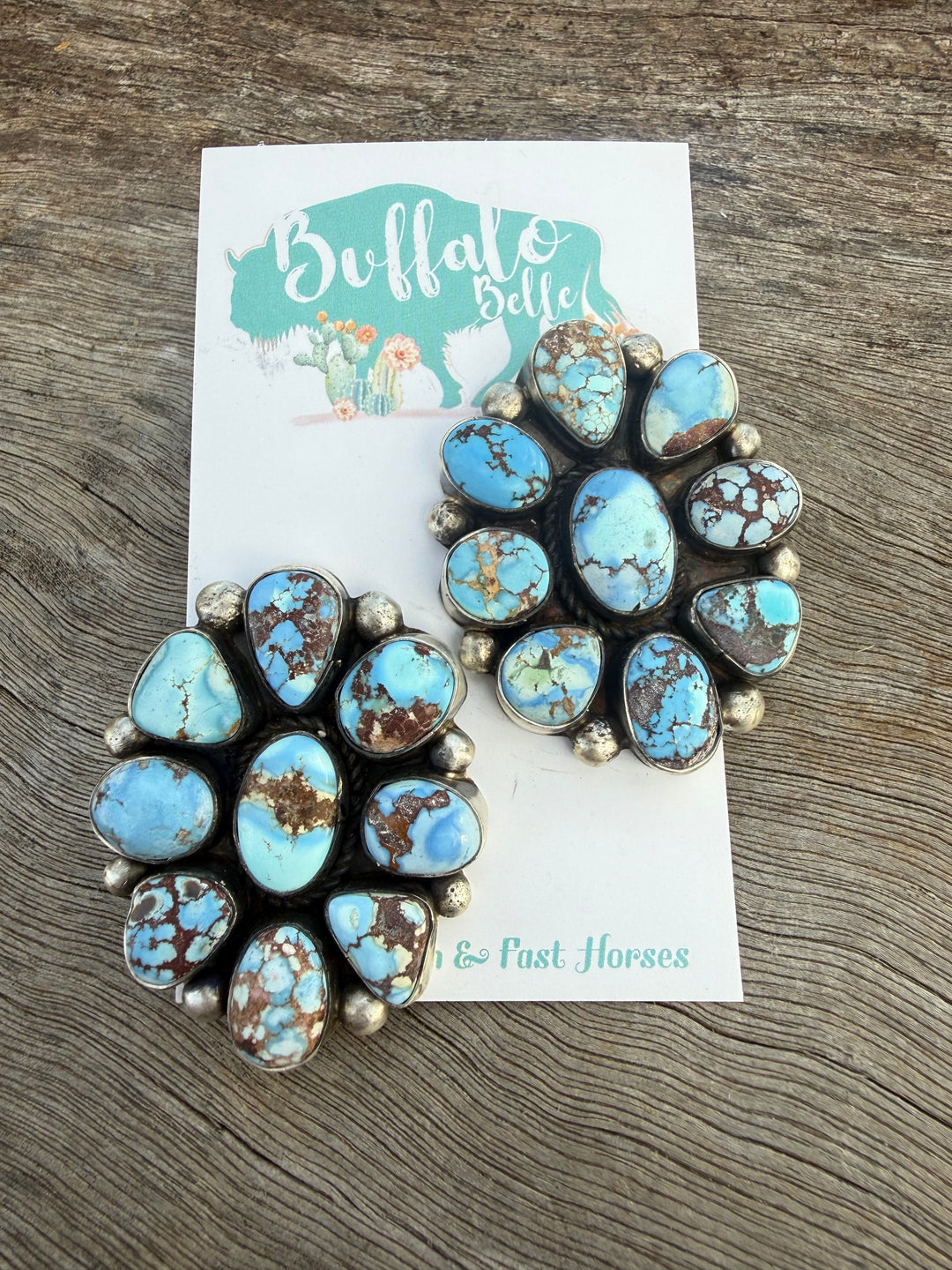 Buffalo Belle - Amarillo Genuine Blue Dahlia Studs