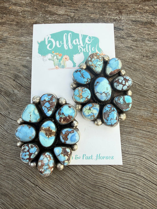 Buffalo Belle - Amarillo Genuine Blue Dahlia Studs