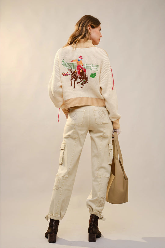 Buffalo Belle - Women's Western Embroidered Mock Neck Sweater