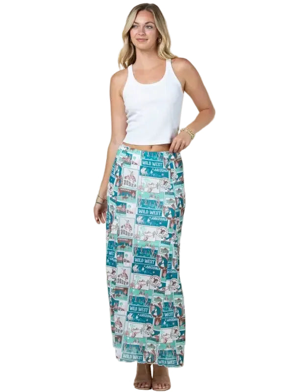 Buffalo Belle - Womens Bailey Wild West Print Maxi Skirt