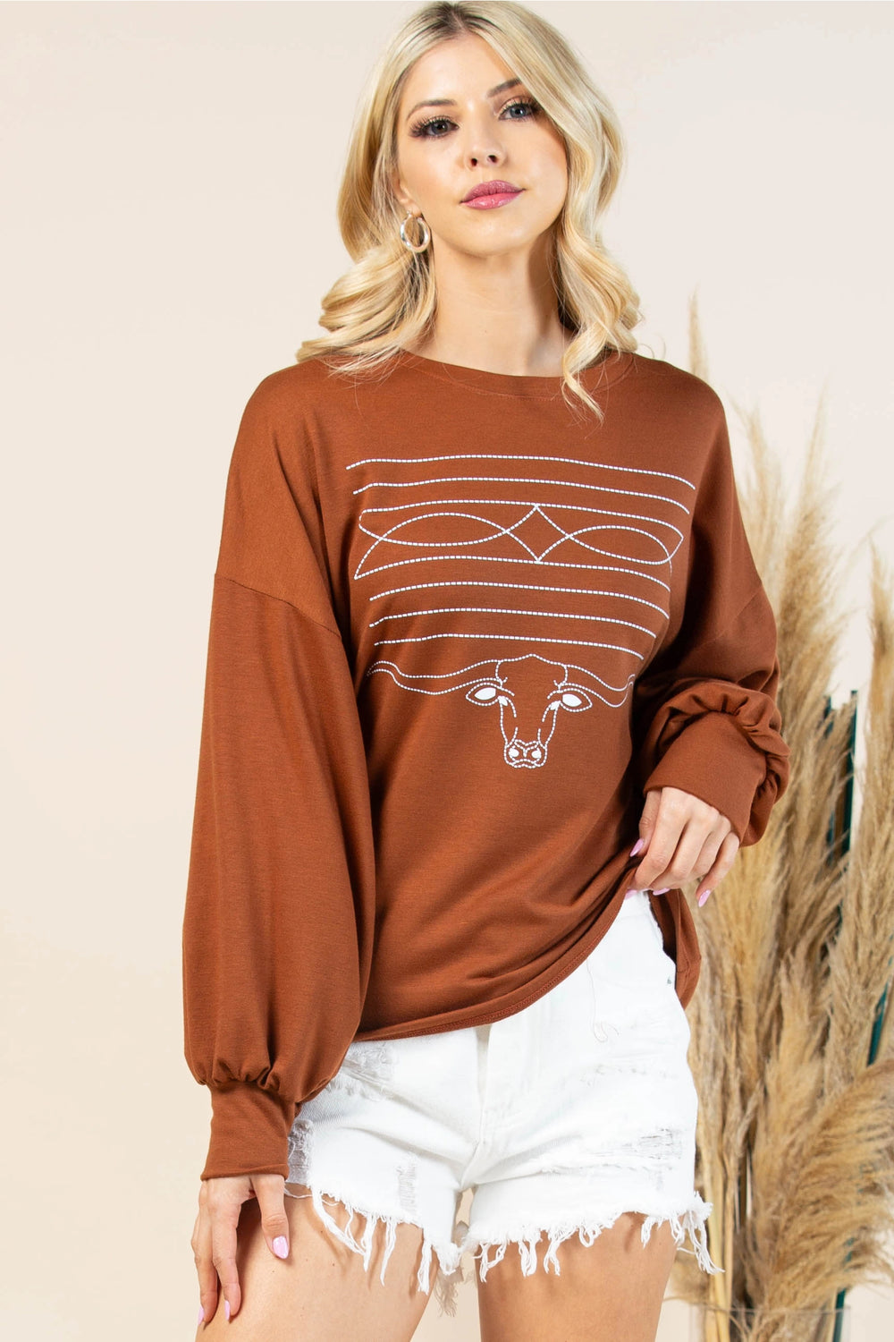 Buffalo Belle - Womens Lilly Longhorn Graphic Sweater