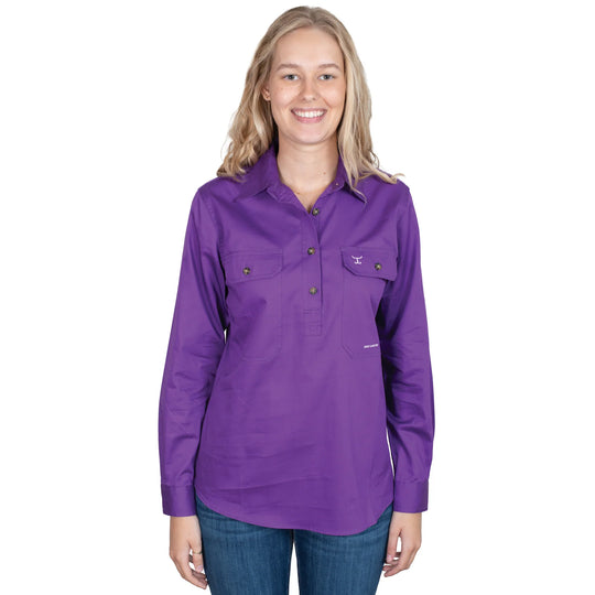 Just Country - Jahna Purple 1/2 Button Work Shirt