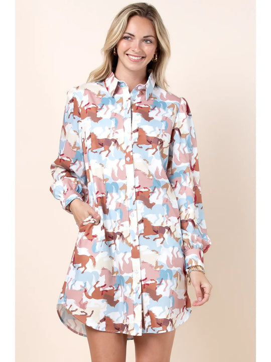 Buffalo Belle - Womens Bella Multi Color Horse Dress