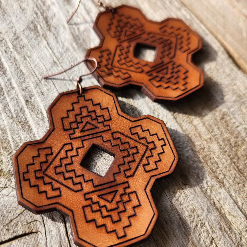Cactus Creek - Cody Tooled Leather Earrings