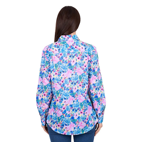 Hard Slog - Women's Trixie 1/2 Placket Shirt - Blue/Multi