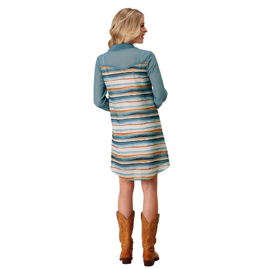 Roper- Womens Teal Aztec Shirt Dress