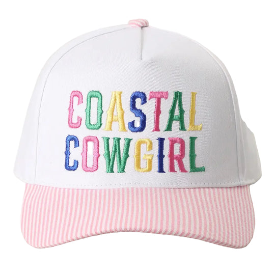 Buffalo Belle - Coastal Cowgirl Embroidered Cap Pink/White