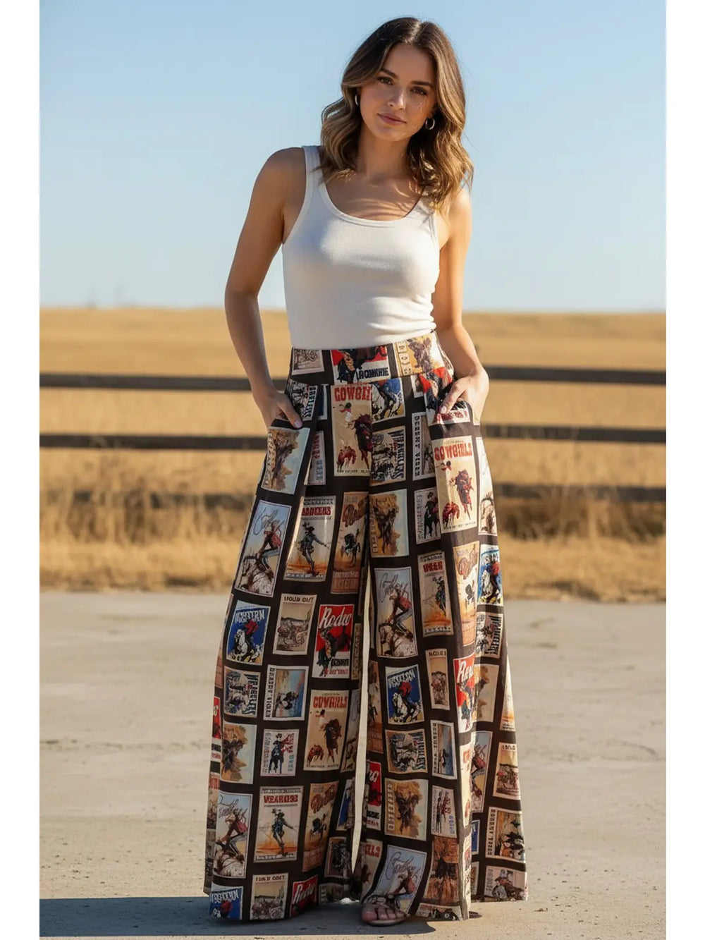 Buffalo Belle - Womens Indira Cowboy Rodeo Print Pants
