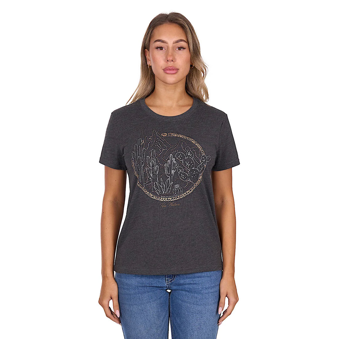 Pure Western - Women's Destiny Charcoal Marle Tee