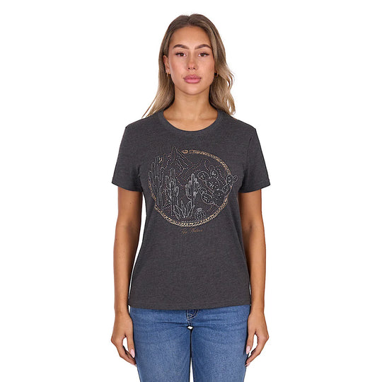 Pure Western - Women's Destiny Charcoal Marle Tee