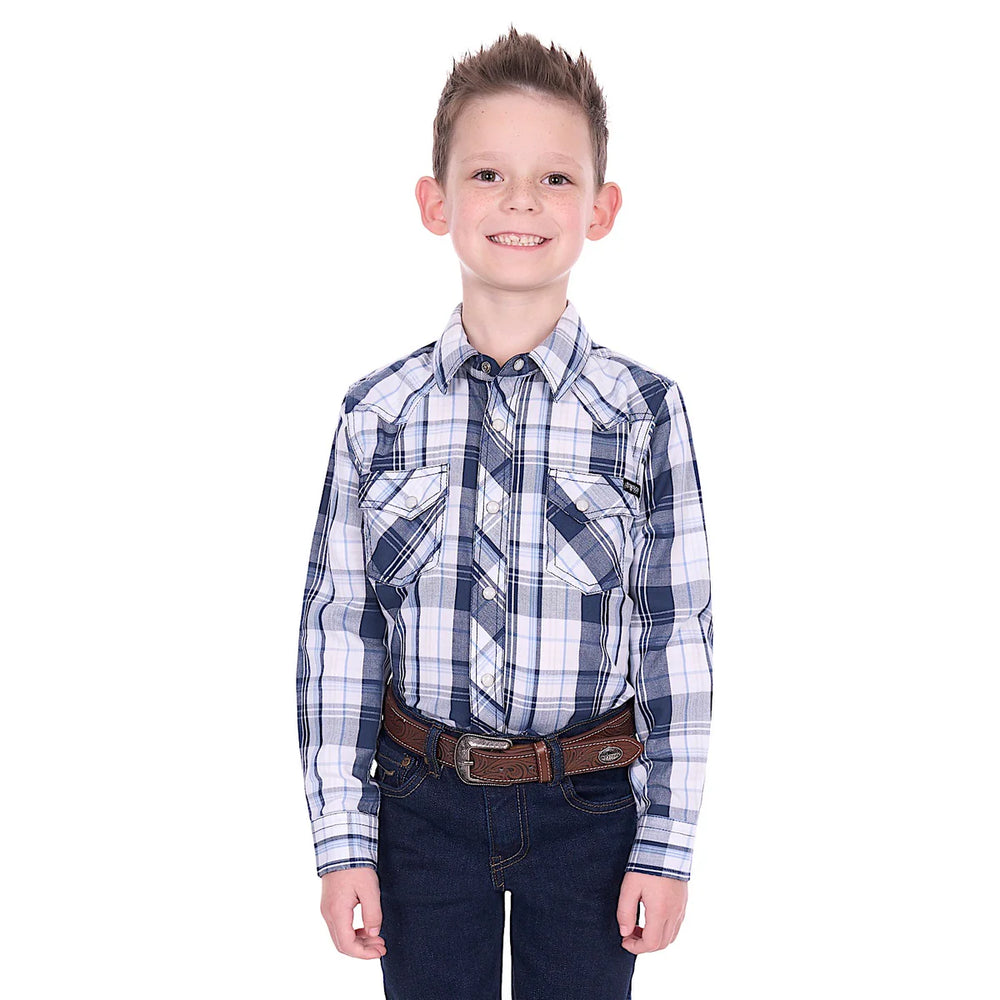 Pure Western - Boys Billy Navy Check Arena Shirt