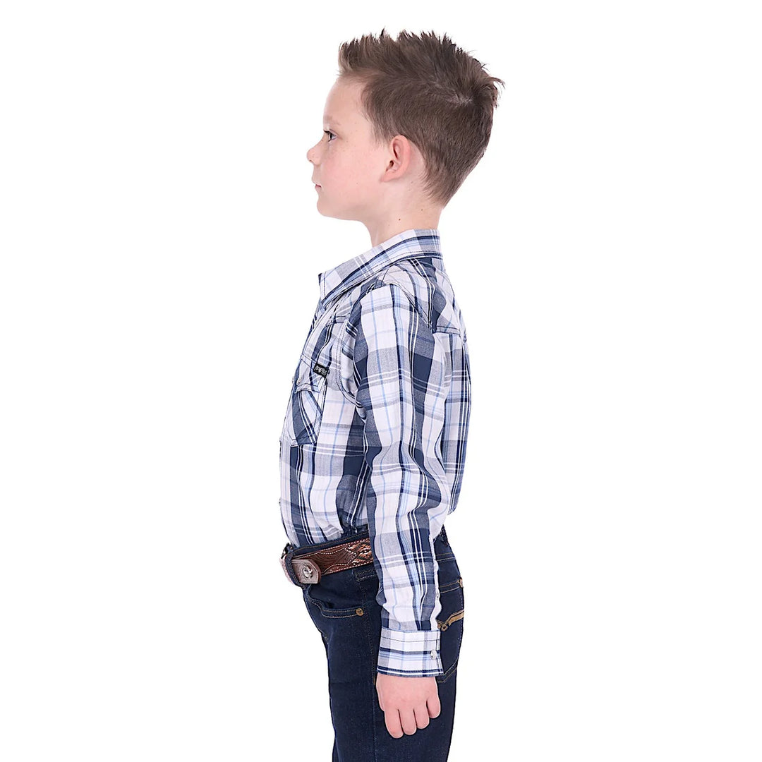 Pure Western - Boys Billy Navy Check Arena Shirt