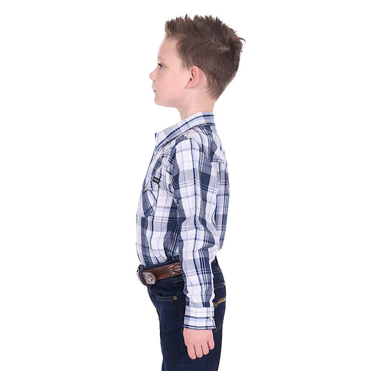 Pure Western - Boys Billy Navy Check Arena Shirt