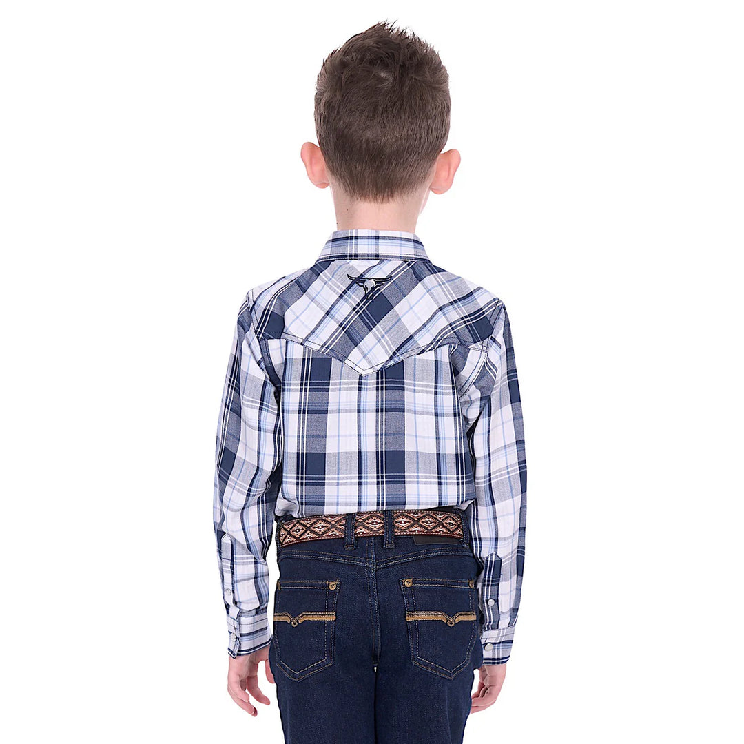 Pure Western - Boys Billy Navy Check Arena Shirt
