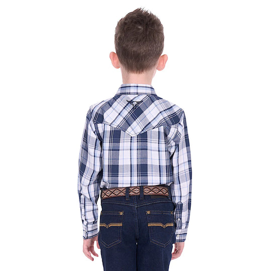 Pure Western - Boys Billy Navy Check Arena Shirt