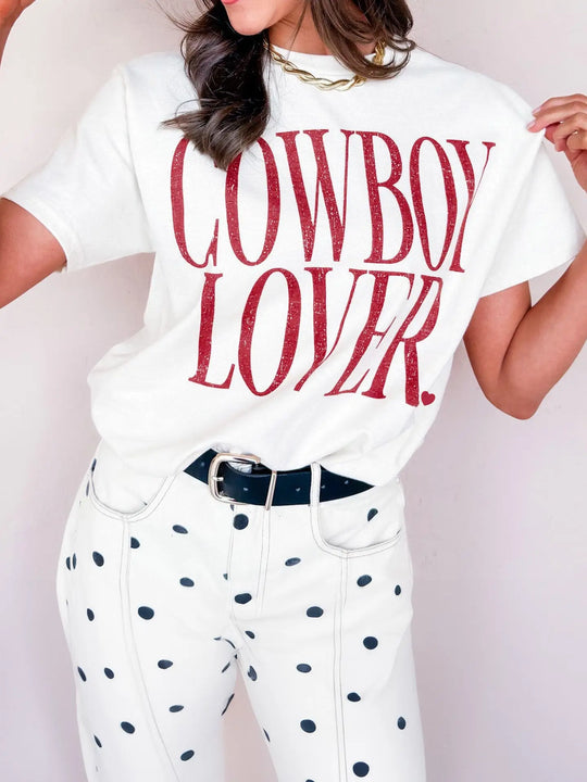 Buffalo Belle - White Cowboy Lover Tee
