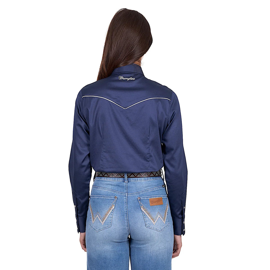 Wrangler- Womens Bridget Western Navy Arena Shirt