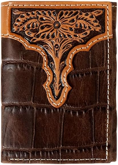 Ariat - Mens Dark Leather TriFold Wallet