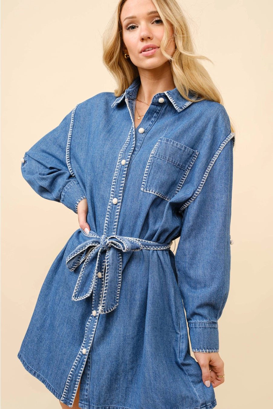Buffalo Belle - Blanket Stitch Button Up Dress