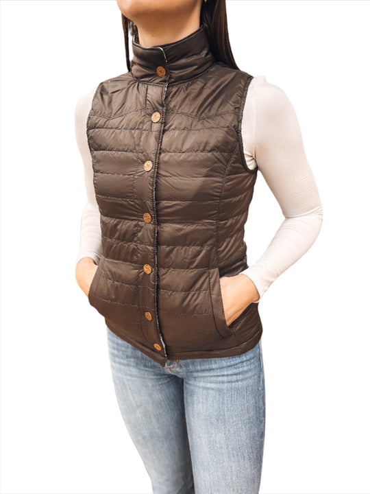 Cinch - Womens Reversible Brown/ Blue Stripe Vest