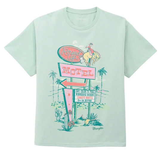 Wrangler - Womens Mint Retro Round Up Tee