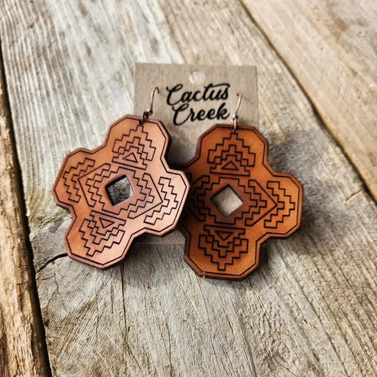 Cactus Creek - Cody Tooled Leather Earrings