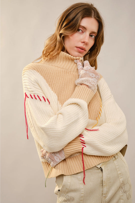 Buffalo Belle - Women's Western Embroidered Mock Neck Sweater