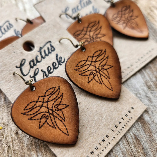 Cactus Creek - Nashville Tooled Leather Earrings
