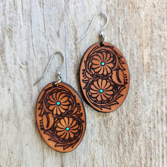 Cactus Creek - Laura Tooled Leather Earrings