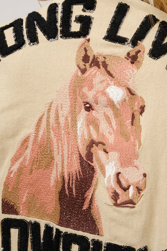 Buffalo Belle - Womens Long Live Cowgirls Denim Jacket