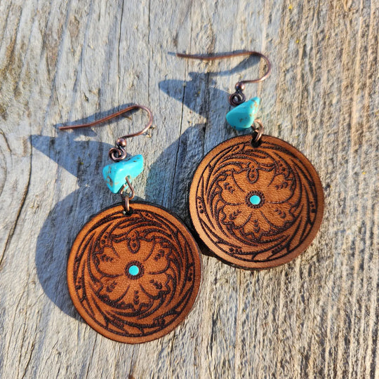 Cactus Creek - Emery Tooled Leather Earrings