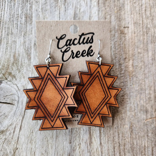 Cactus Creek - Aponi Tooled Leather Earrings