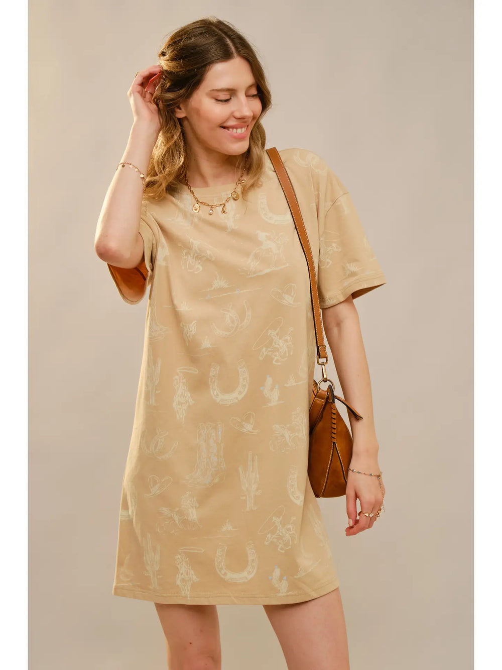 Buffalo Belle - Western Print Sand Tee Shirt Dress
