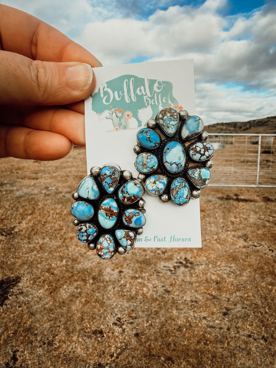 Buffalo Belle - Amarillo Genuine Blue Dahlia Studs