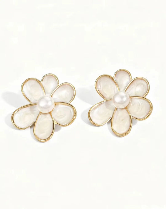 Buffalo Belle - Bronte White Enamel Flower Earrings