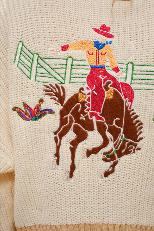 Buffalo Belle - Women's Western Embroidered Mock Neck Sweater