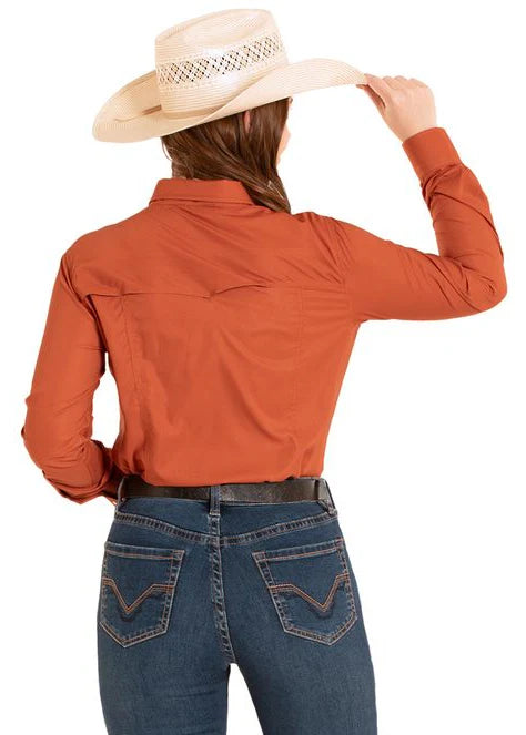Rock & Roll - Women's Western Tek Orange Arena Shirt