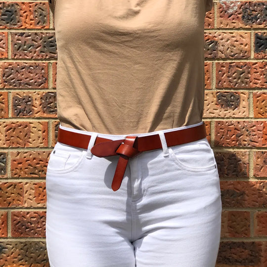 Buffalo Belle - Women's Tan Genuine Leather Knot Belt