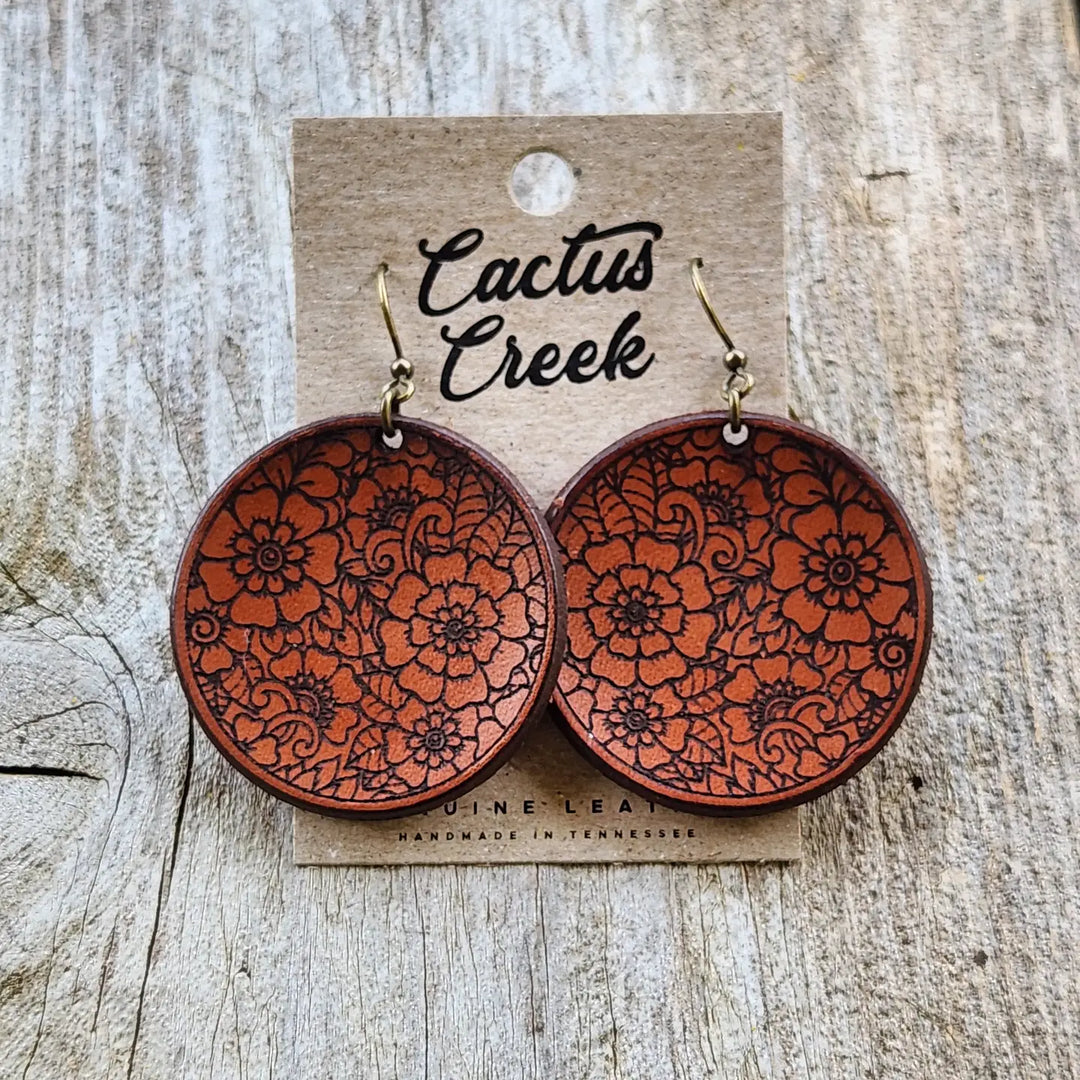 Cactus Creek - Freida Tooled Leather Earrings