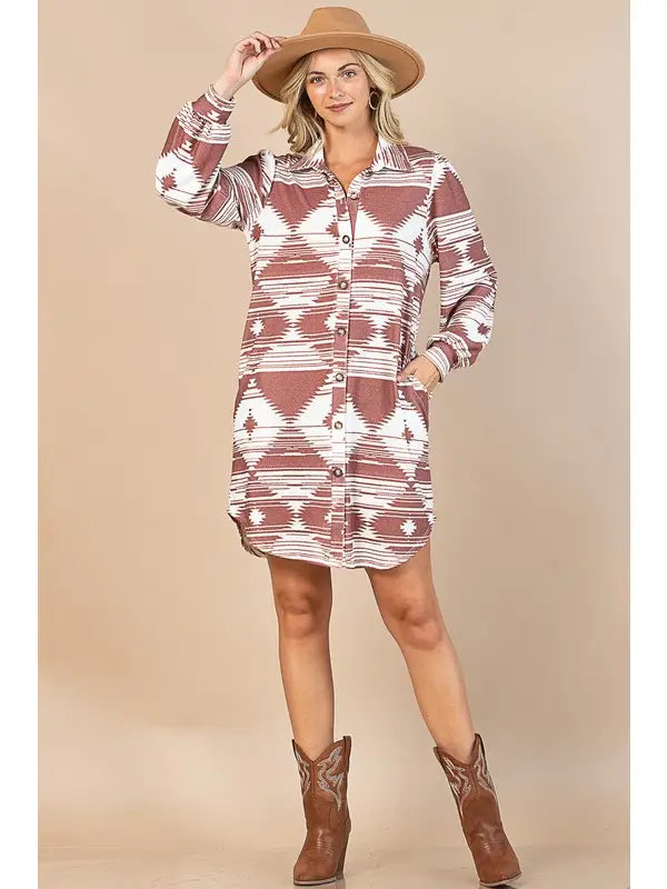 Buffalo Belle - Womens Ingrid Brown Aztec Dress