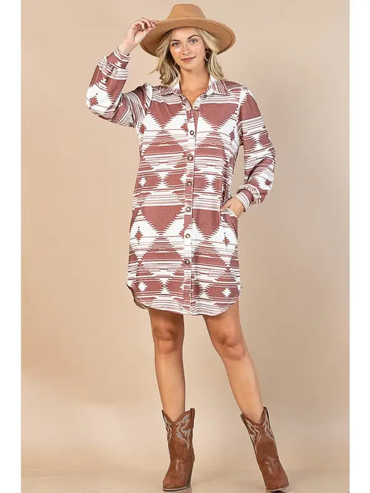 Buffalo Belle - Womens Ingrid Brown Aztec Dress