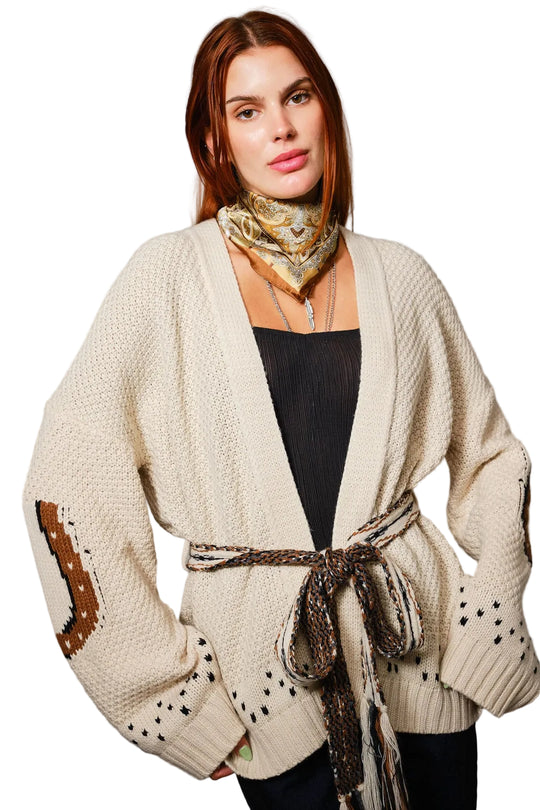 Buffalo Belle - Womens Western Horse Belted Cardigan