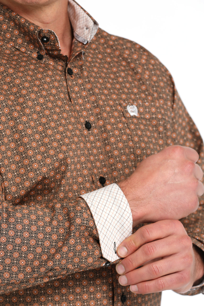 Cinch - Mens Black/ Rust Floral Print Arena Shirt