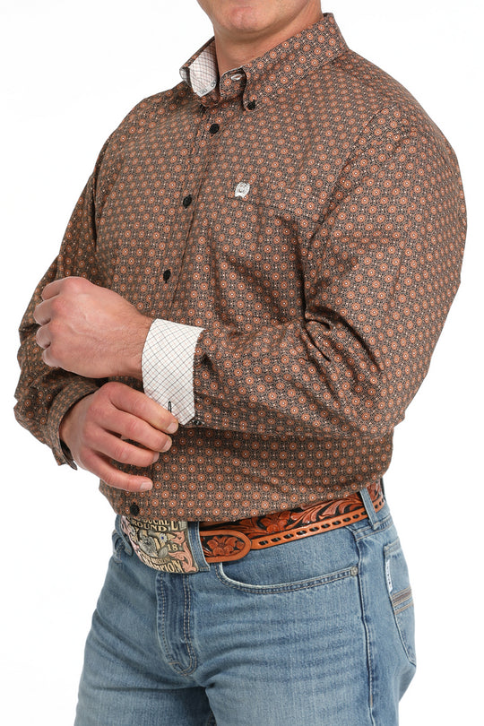 Cinch - Mens Black/ Rust Floral Print Arena Shirt