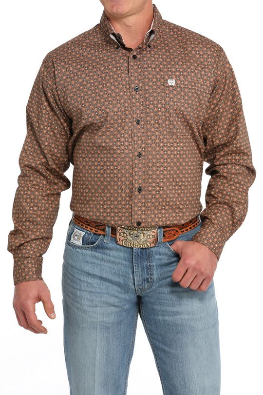 Cinch - Mens Black/ Rust Floral Print Arena Shirt