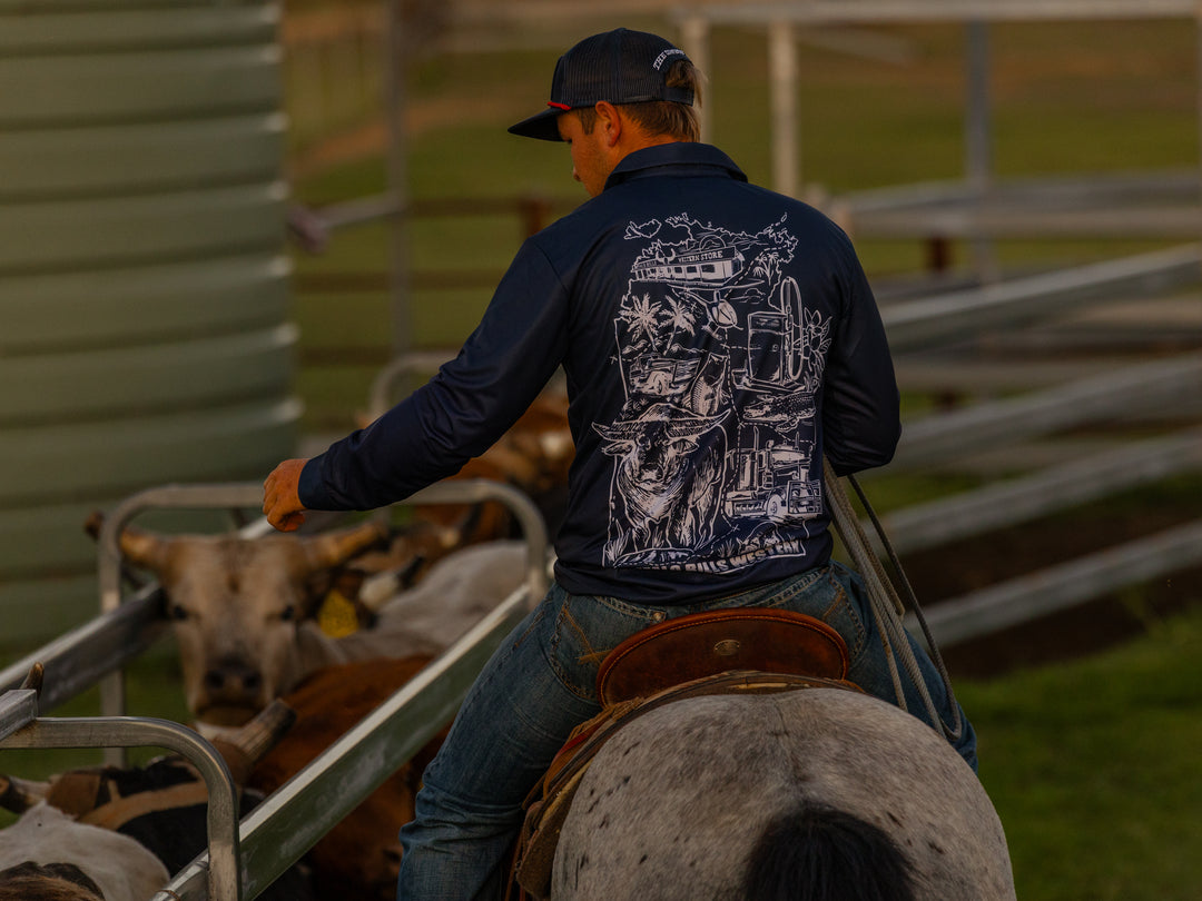 BBWS - Mens Navy NT Map Fishing Shirt