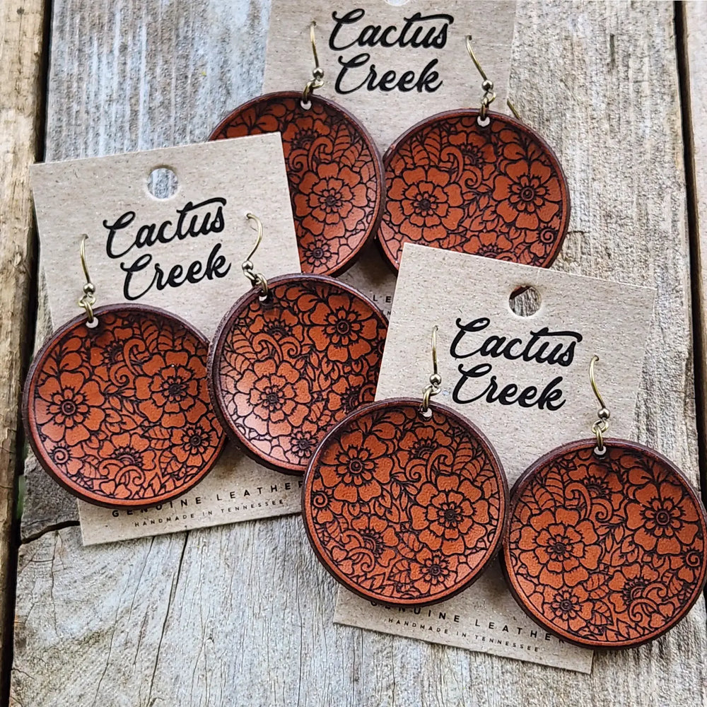 Cactus Creek - Freida Tooled Leather Earrings