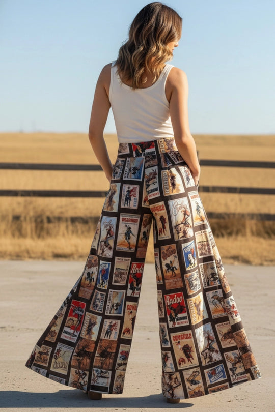 Buffalo Belle - Womens Indira Cowboy Rodeo Print Pants